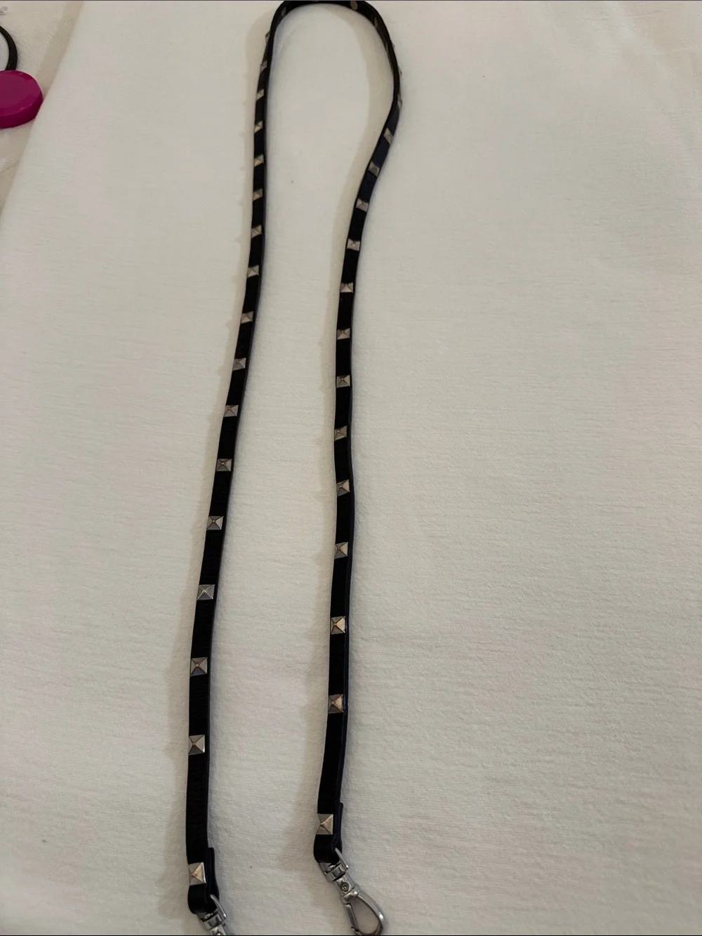 Bandolier Black Leather Studded Crossbody Strap with Silver Hardware